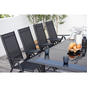 Table de jardin et 10 chaises en aluminium gris BAFFADI