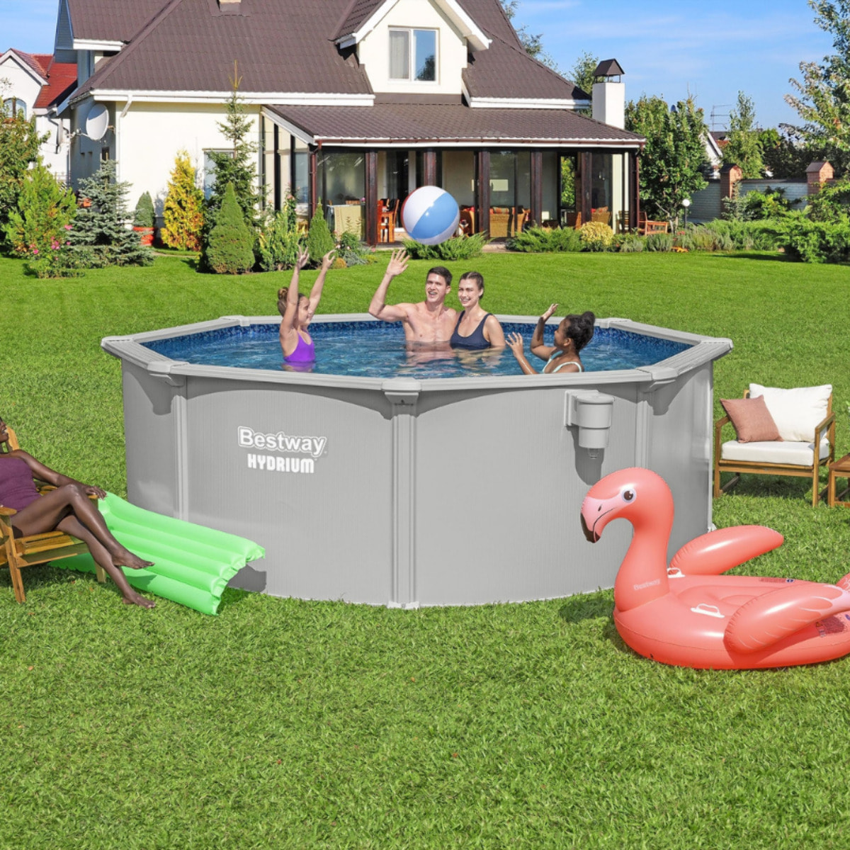 Bestway Piscine acier ronde Bestway Hydrium 366 x 122 cm gris clair
