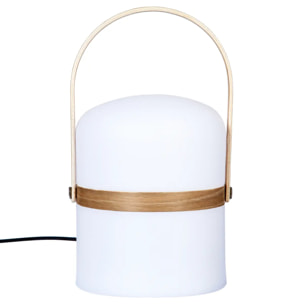 Lampe d'extérieur "Kiara" - blanc et bois H27 cm