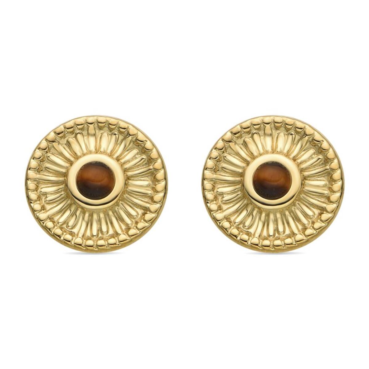 Pendientes con Ojo de Tigre acabado oro 18k