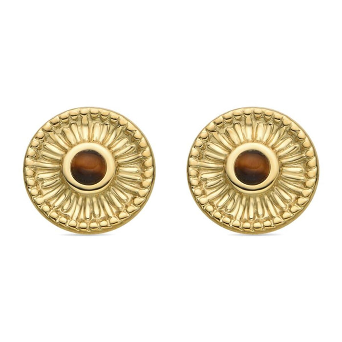 Pendientes con Ojo de Tigre acabado oro 18k