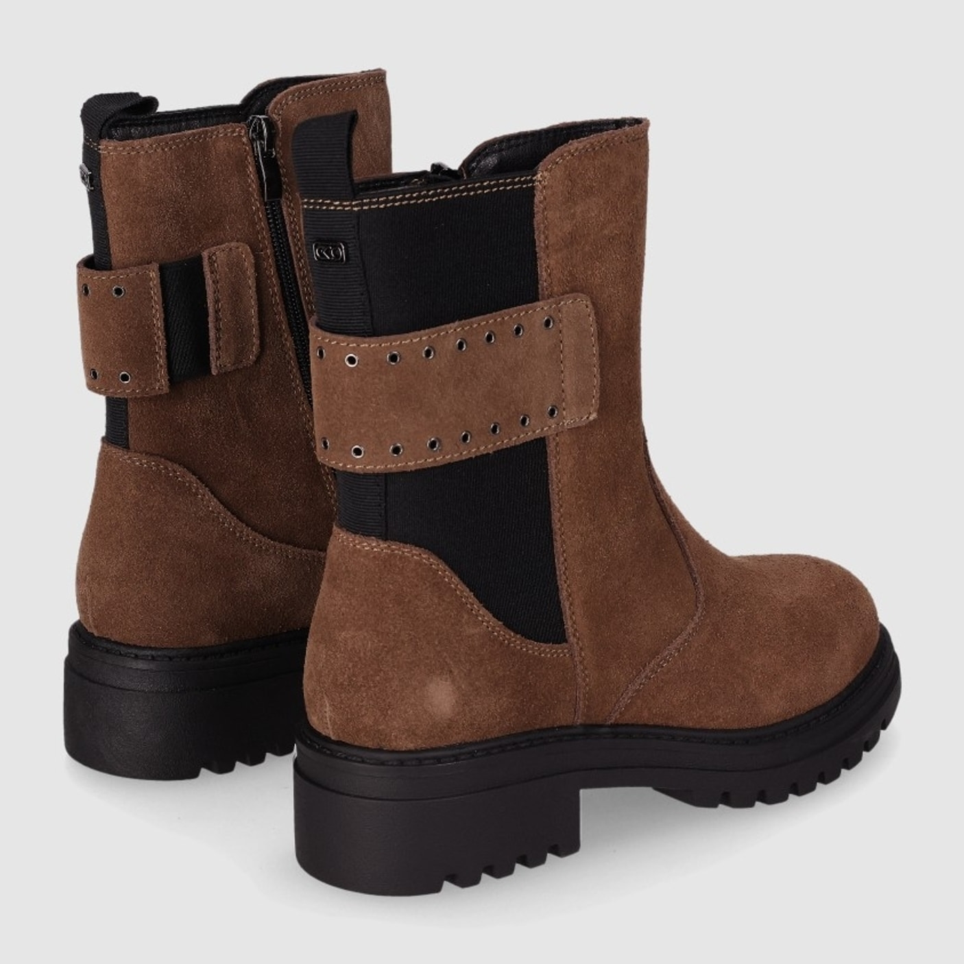 Botines de Serraje - Taupe - Tacón: 3 cm