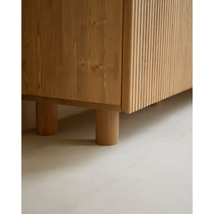 Buffet en bois de sapin et pin en ton chêne moyen 152x42cm Hauteur: 71 Longueur: 152 Largeur: 42