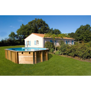 Piscine hors sol bois ovale 6,72 x 4,72 x 1,46 m VERMELA