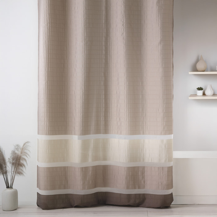 Voilage fantaisie tissée avec rayures horizontales - Taupe