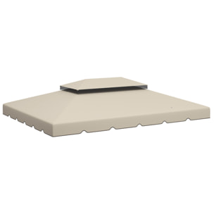 Techo de Repuesto para Cenador, 4x3 m, Cubierta de Repuesto con Doble Techo, 8 Orificios de Drenaje, SOLO Toldo de Recambio para Pabellón Gazebo, Beige