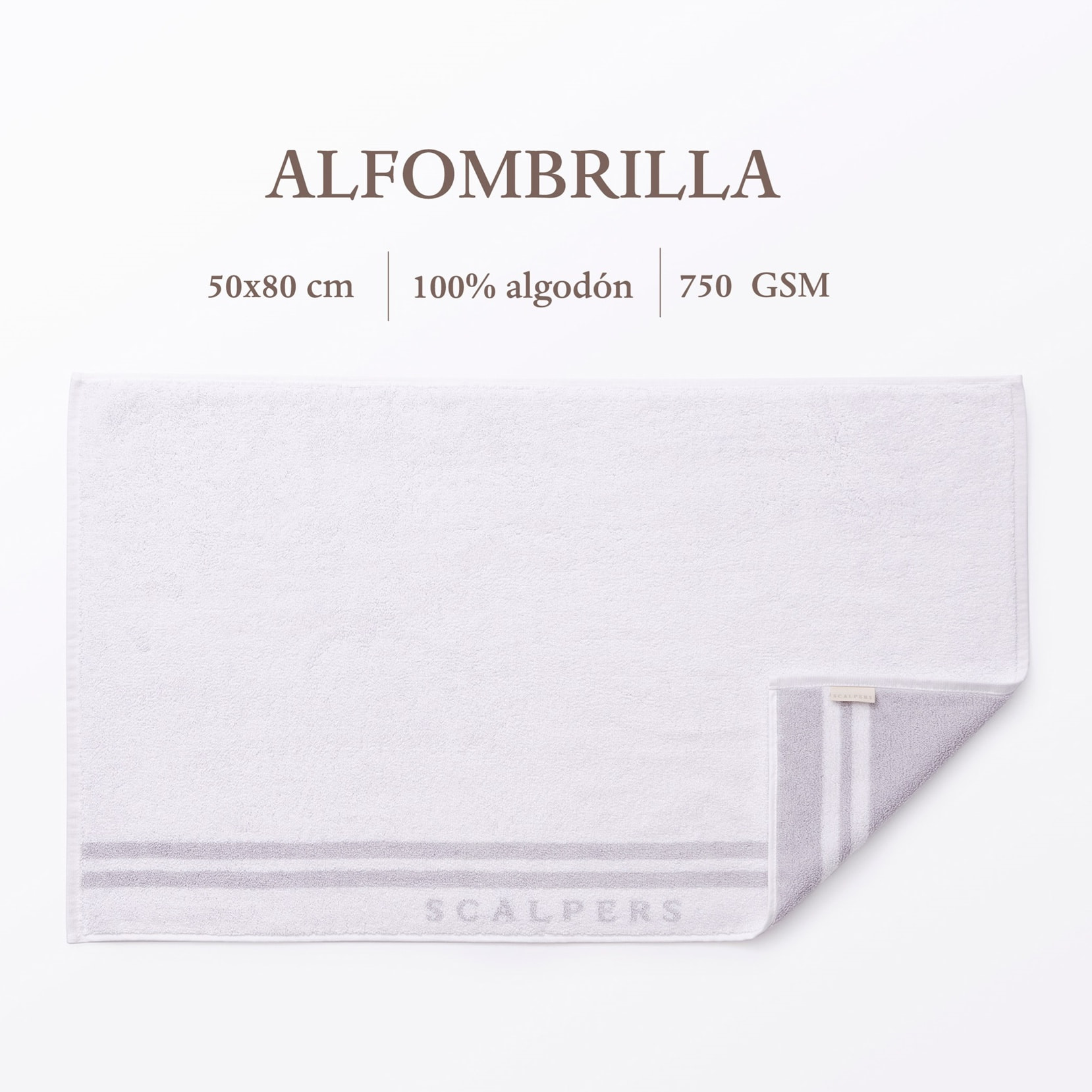 Alfombrilla de baño 50x80cm en algodón blanco con rayas scalpers home