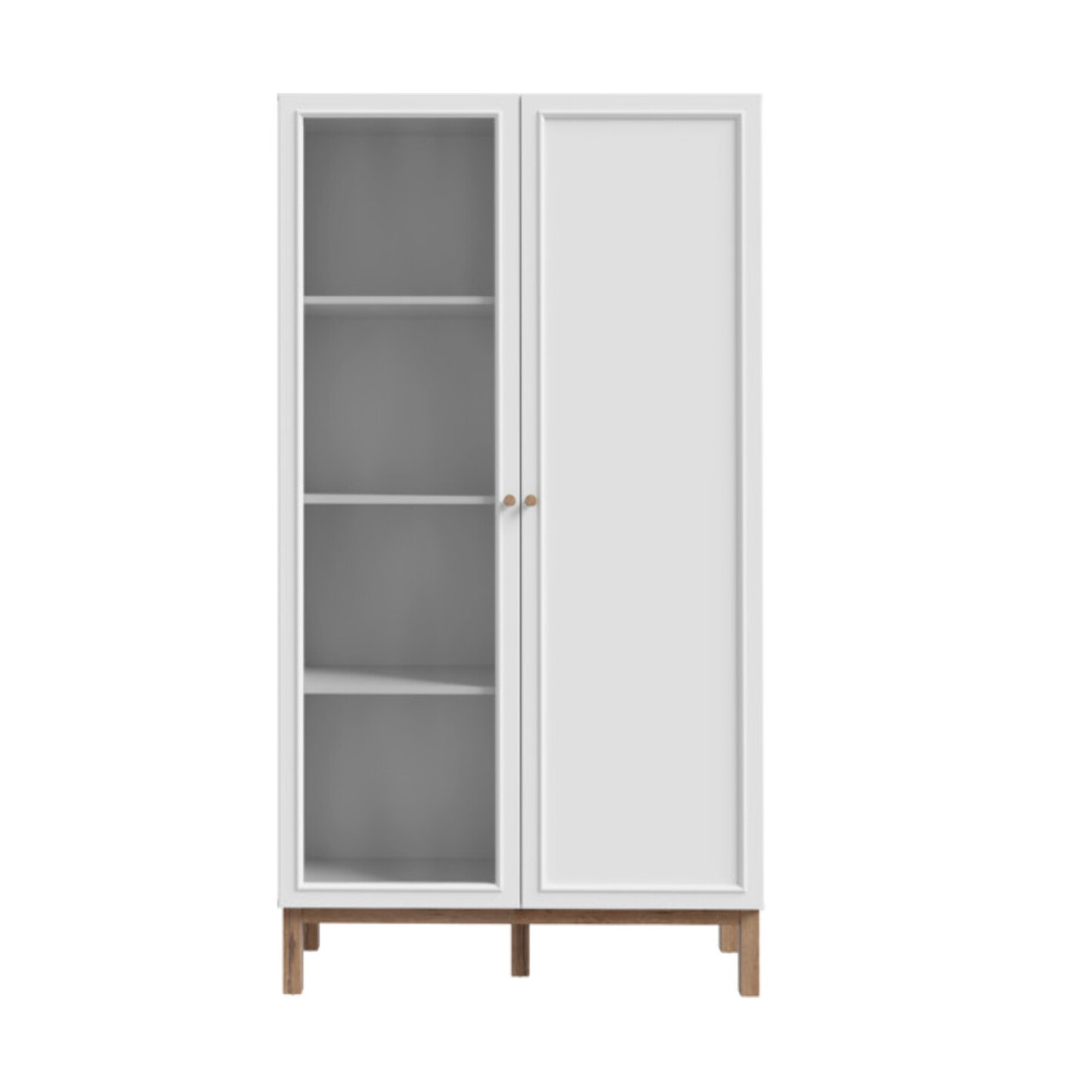 Armoirette décor chêne et gris clair vitrée 185 cm 2 portes - PENNY