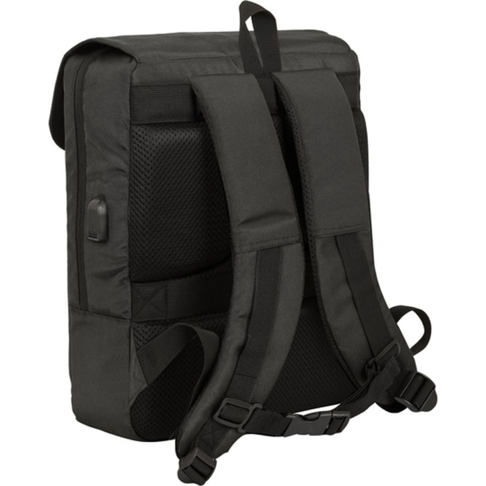 Mochila con solapa portatil 13,3+usb safta business "grey"