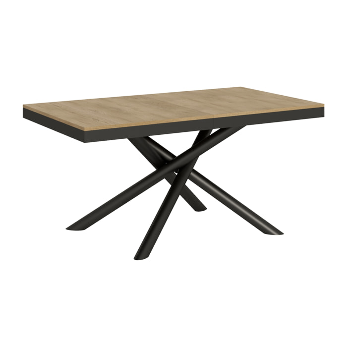 Table extensible 90x160/420 cm Famas Evolution Chêne Nature cadre Anthracite