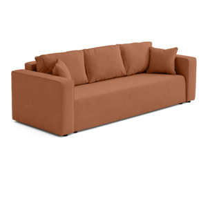 Topaze - canapé 3 places - convertible avec coffre - en tissu - Terracotta