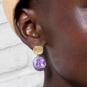 Pendientes de Circonita Amatista acabados en oro amarillo de 18k