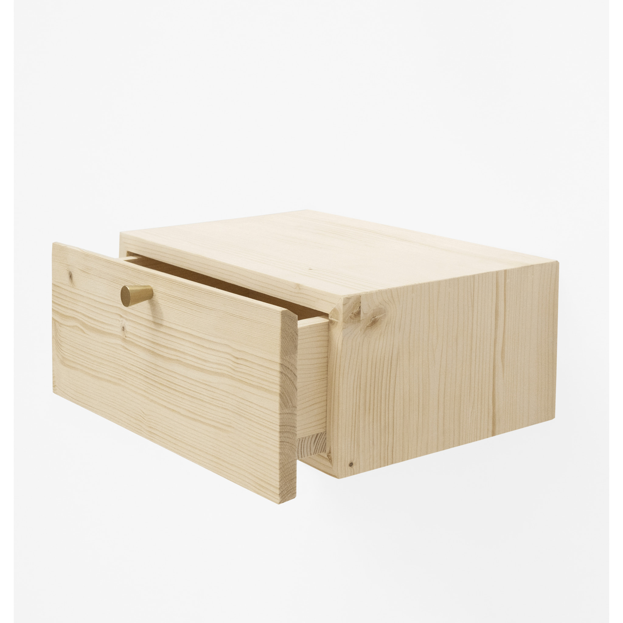Table de chevet flottante en bois massif avec poignée ton naturel 15x40cm Hauteur: 15 Longueur: 40 Largeur: 25