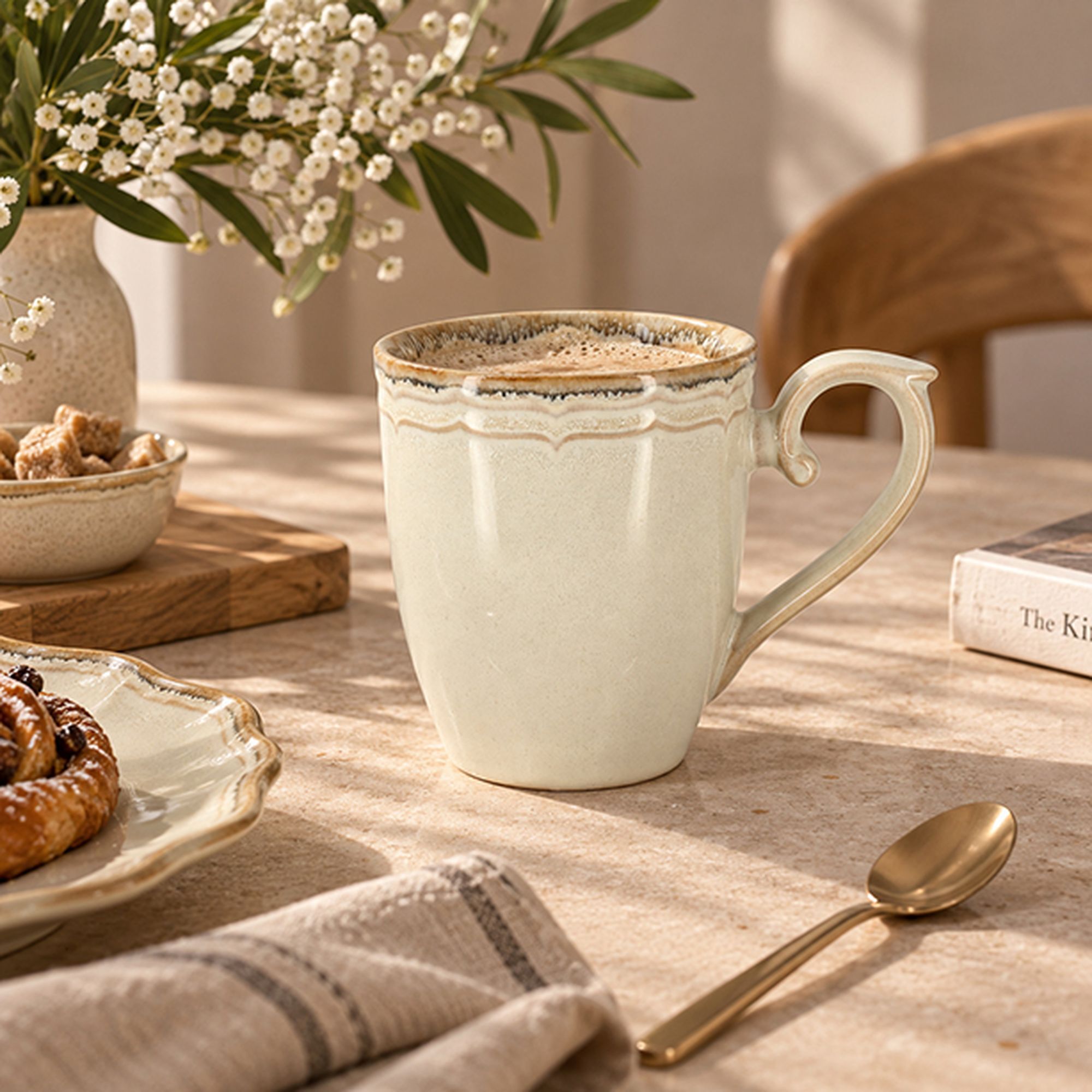 Lot de 6 mugs 30cl en grès beige SIGNATURE