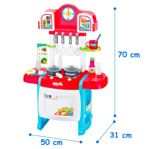 Cucina Giocattolo Per Bambini Con Luci E Suoni Realistici 18 Accessori Rubinetto Con Riciclo Dell'Acqua Set Cucina Educativo 3–8 Anni Blu E Bianco