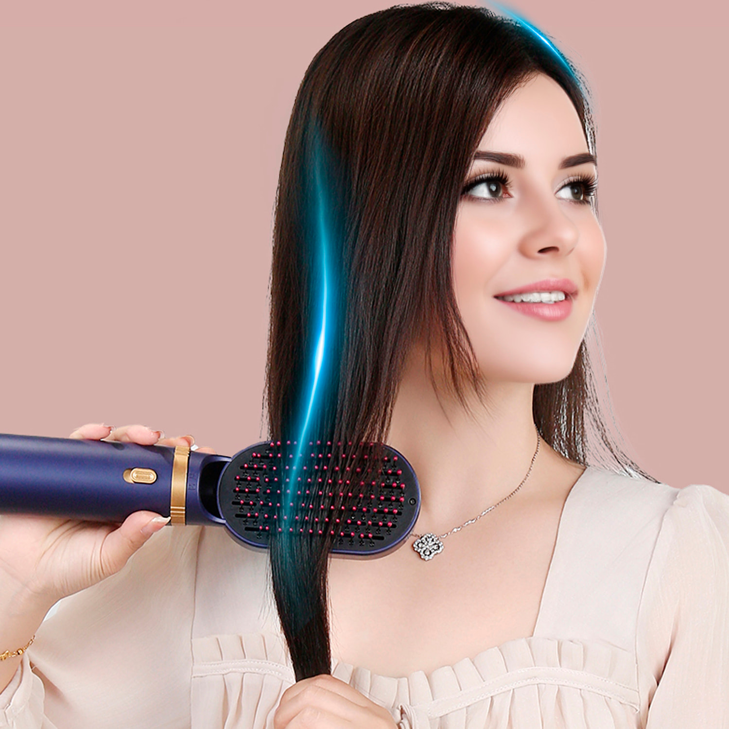 Secador de pelo D55. 5 en 1 con iones negativos. Permite alisar, secar, rizar y mucho más. Con 3 temperaturas y 5 accesorios.
