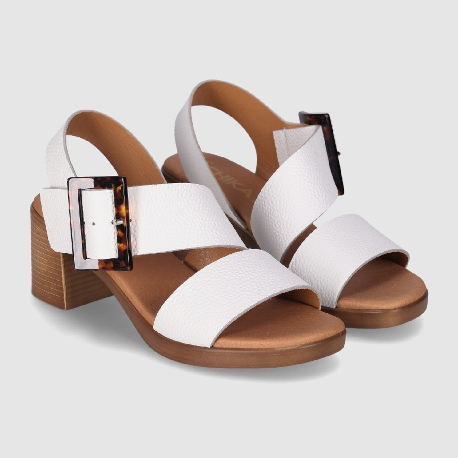 Sandalias de Piel - Blanco - Tacón: 6 cm