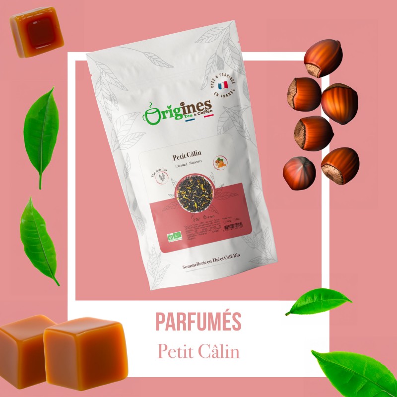 Petit Câlin - Thé noir Bio caramel et noisettes - Sachet 100g