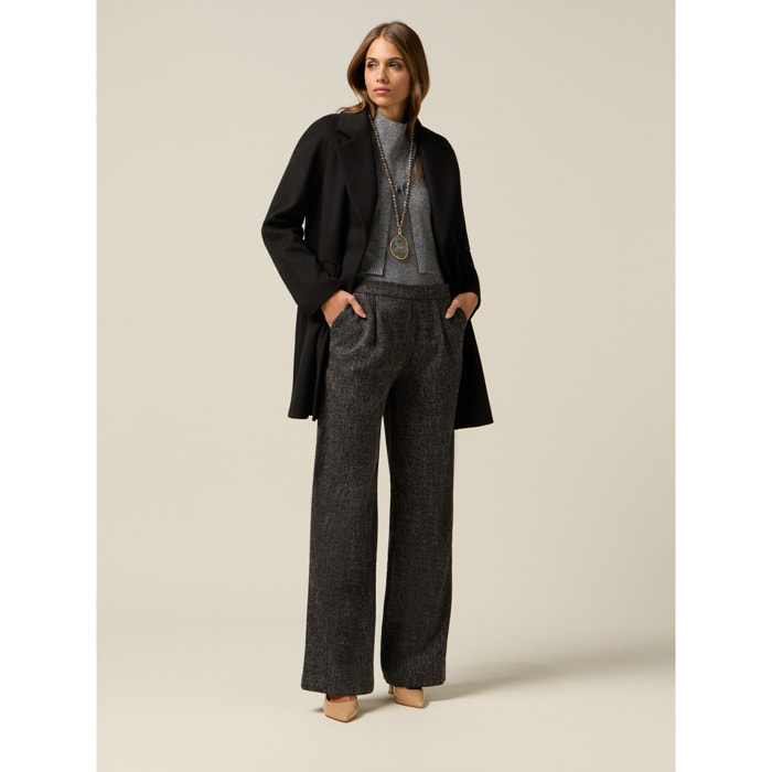 Oltre - Pantalones palazzo mezcla viscosa - Gris