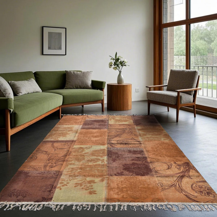 Tapis artisanal Kilim sans velours ROHO motif ethnique