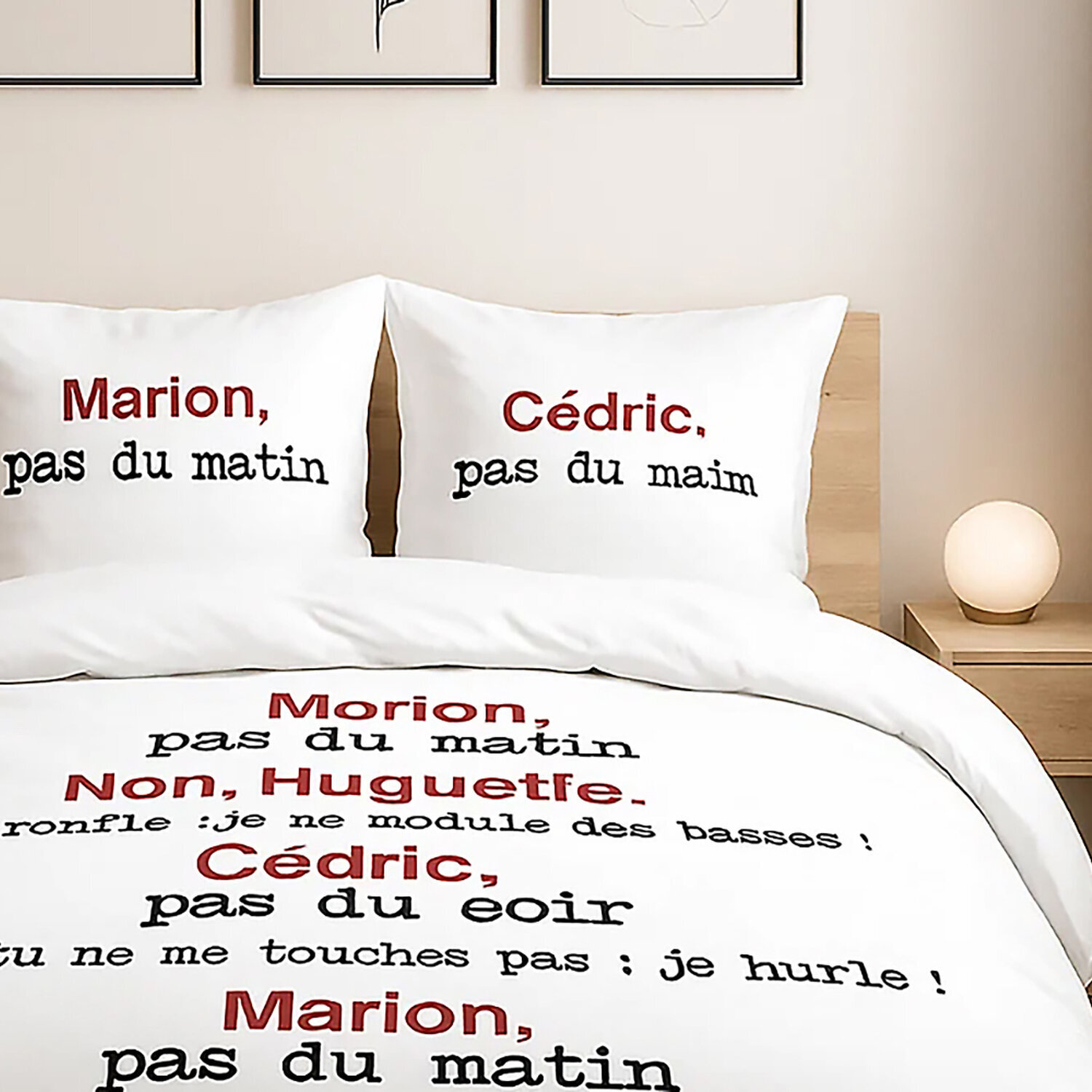 Parure housse de couette 100% coton scene de menage
