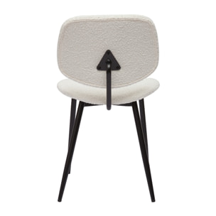 Chaises en tissu effet laine bouclée blanc et métal noir (lot de 2) TOBIAS