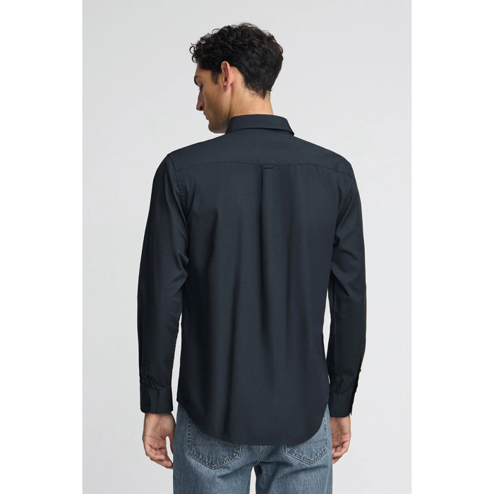 Camicia blu marino in popeline regular fit con logo Rigby Go