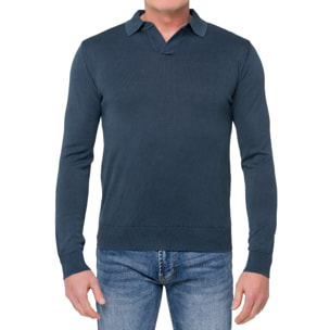 Maglia a polo senza bottoni Hot Buttered Kupang Blu Navy