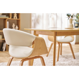 Chaise design blanc et bois clair ARAMIS