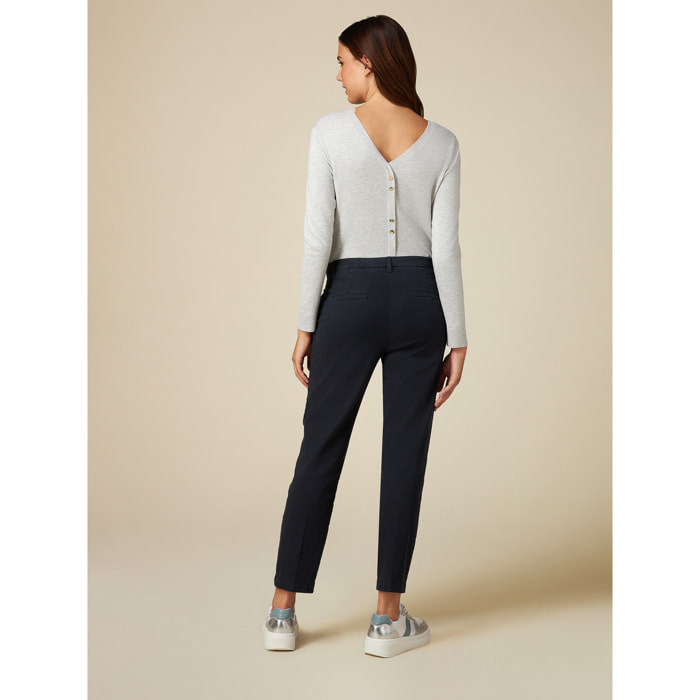 Oltre - Tencel blend stovepipe trousers - Azul