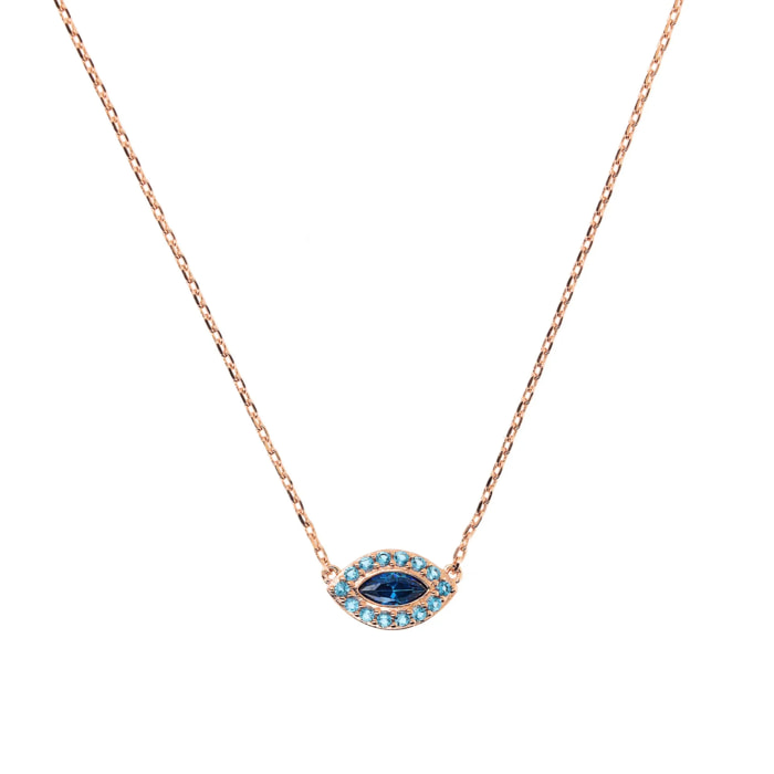 Collana Catena Forzatina con Pendente Marquise in Cubic Zirconia Rosa