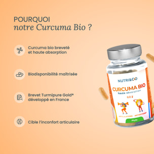 Nutri&Co Curcuma Bio Breveté Haute Absorption pour Articulations - 60 gélules Vegan