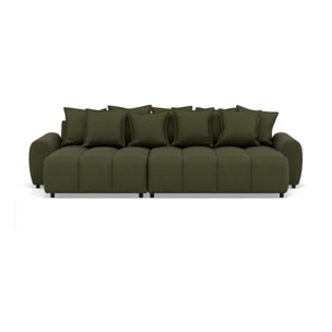 Adelaide - canapé d'angle réversible 4 places avec pouf d'appoint en tissu texturé - Vert