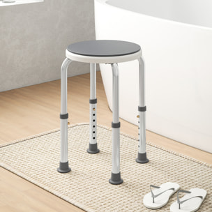 Tabouret de douche siège de douche - hauteur réglable, pivotant 360° - alu PP blanc gris