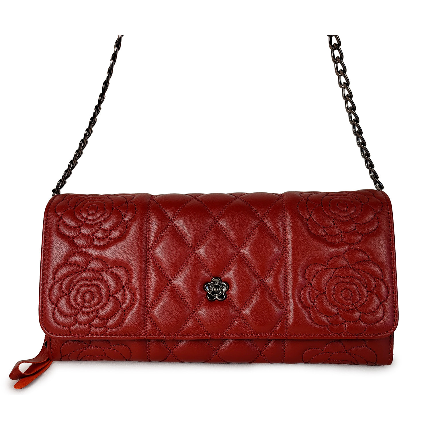 Borsa Donna in vera pelle Made in Italy colore Rosso dimensioni cm 25x13x3