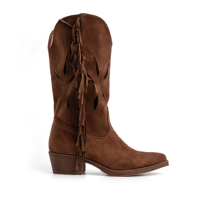 Texano traforato con frange - MARRONE