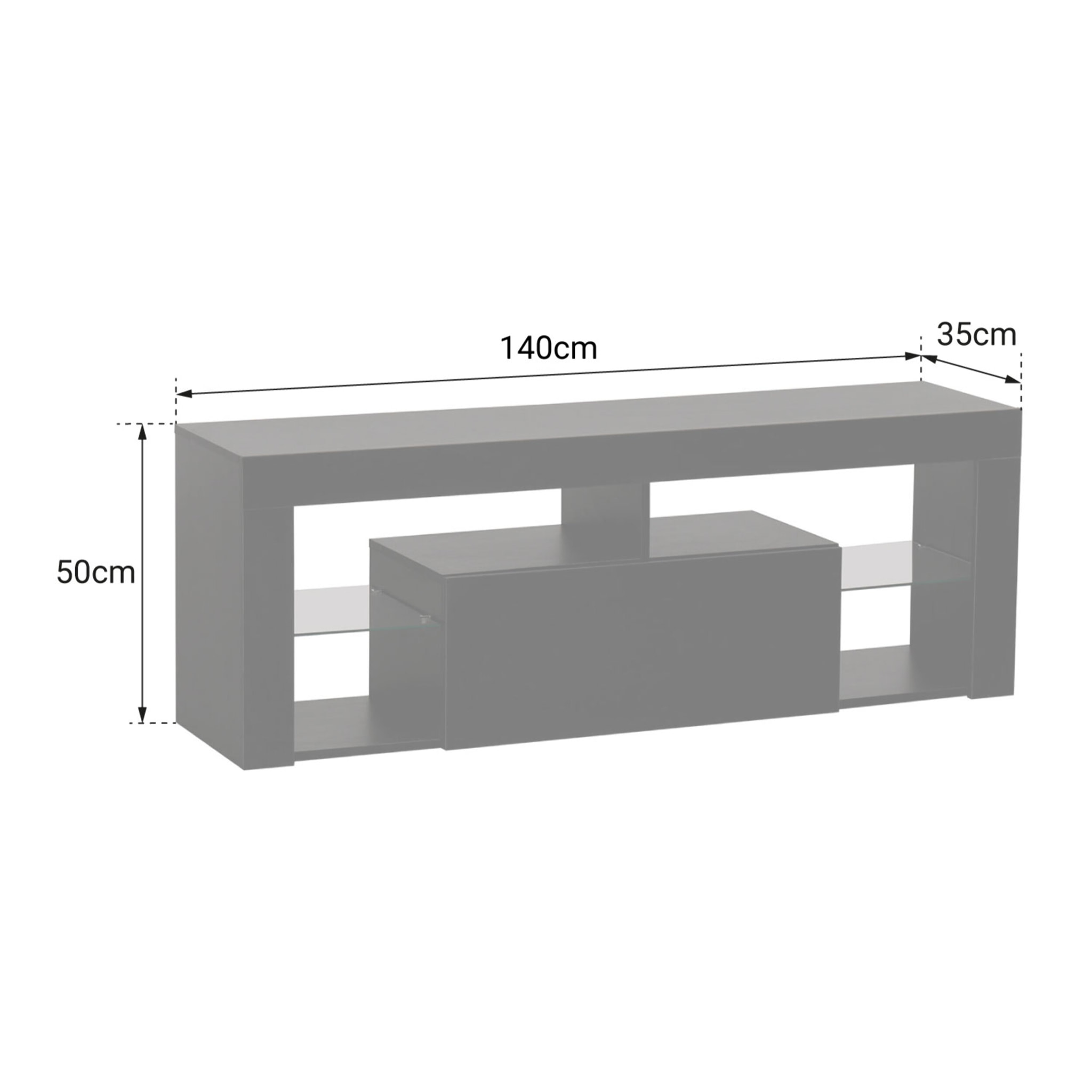 Meuble TV 140cm blanc à LED DARYL