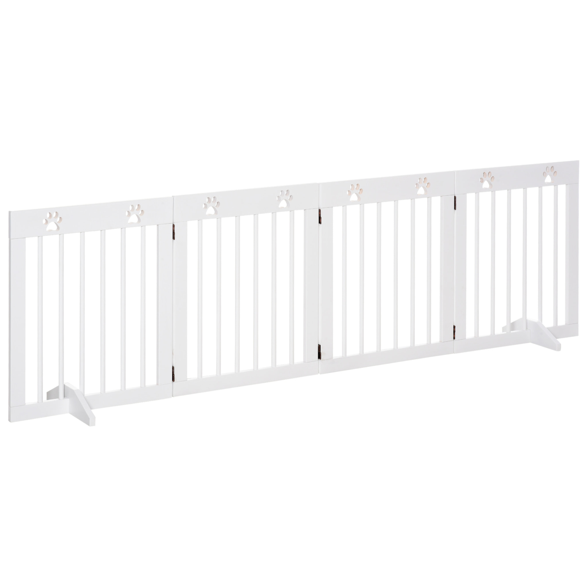 Barrera de Seguridad Plegable para Perros 4 Paneles con Patas 204x30x61cm Blanco