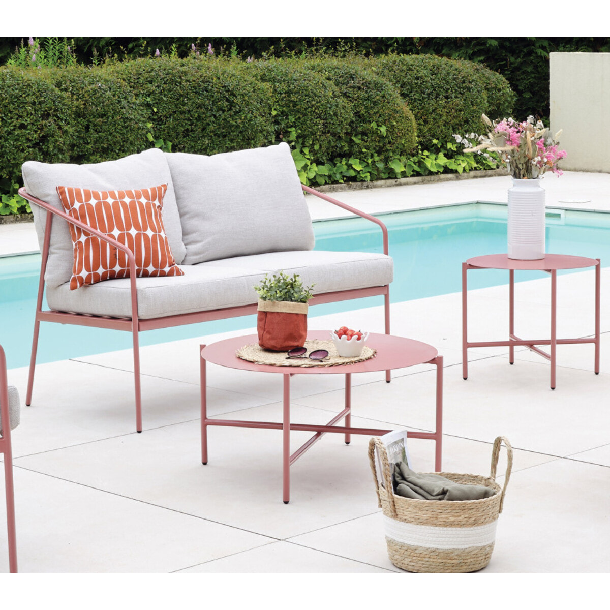 Salon de jardin en acier - 4 places - terracotta - CAP FERRET