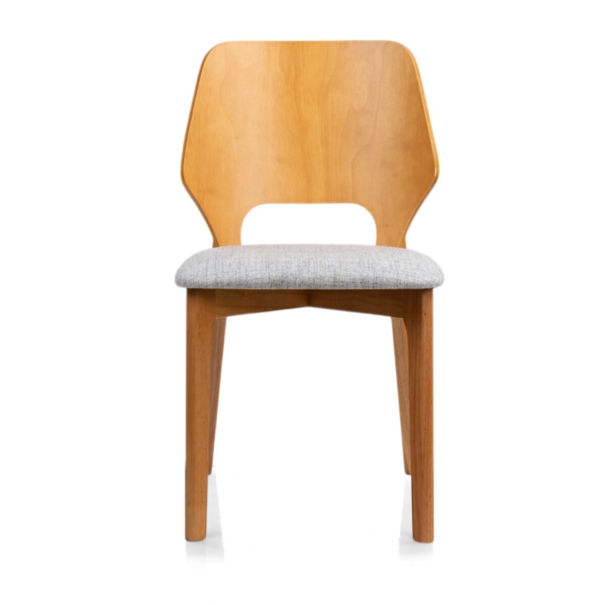 Lot de 2 chaises Tomasucci NATACHA, finition chêne et tissu gris clair, 48 x 55 x H.84 cm