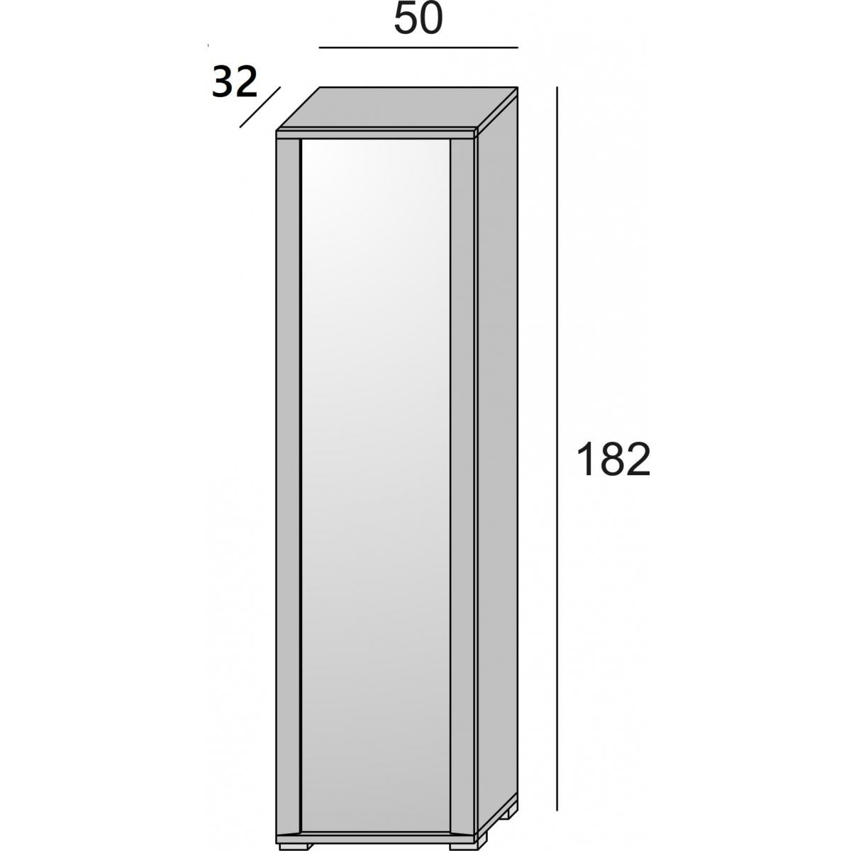 Scarpiera Datura, Mobile multiuso da ingresso con anta a specchio , Armadio moderno portascarpe a 7 ripiani, 100% Made in Italy, Cm 50x32hx182, Bianco