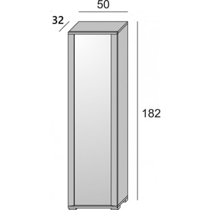 Scarpiera Datura, Mobile multiuso da ingresso con anta a specchio , Armadio moderno portascarpe a 7 ripiani, 100% Made in Italy, Cm 50x32hx182, Bianco