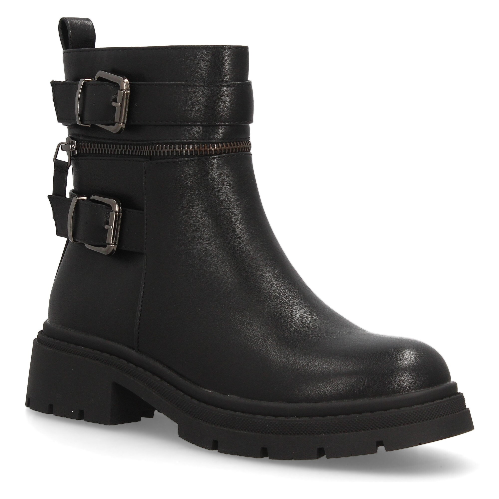 Botas moteras  mujer con cremalleras y hebillas