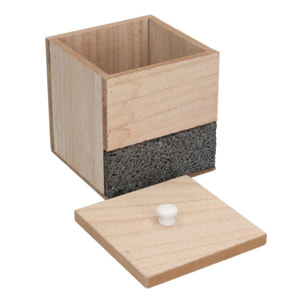 Scatola portathe in legno e ardesia teia quadro cm10x10h11/12