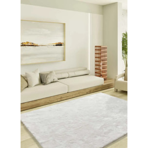 ROMA Alfombra lisa de pelo alto blanco, varias medidas disponibles