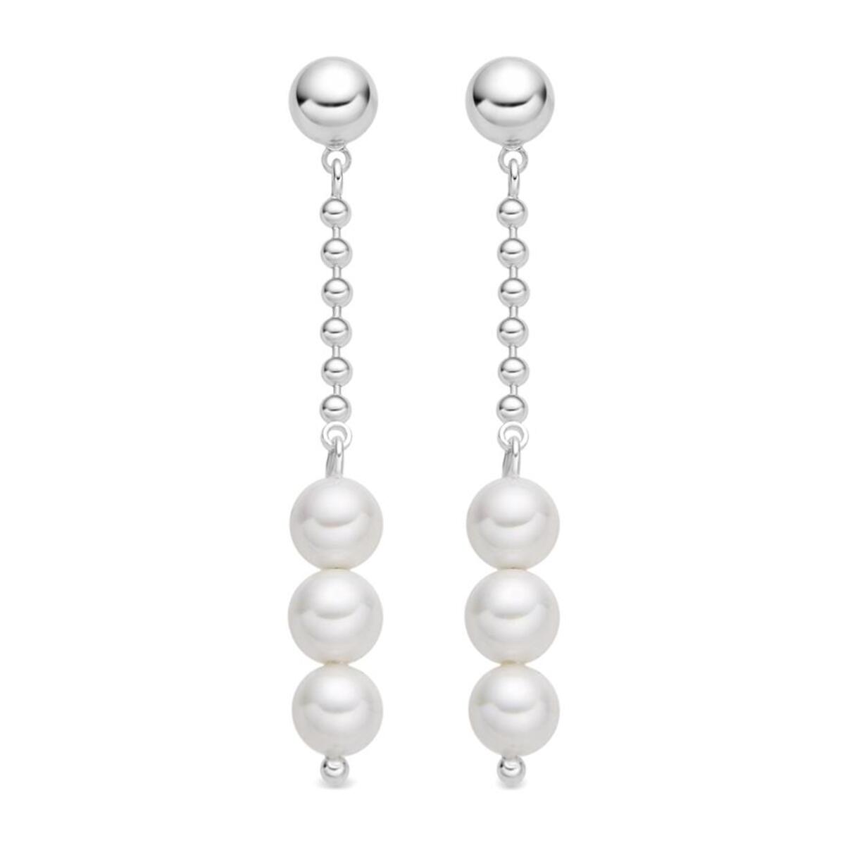 Pendientes con Perla Blanca acabado plata