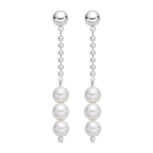 Pendientes con Perla Blanca acabado plata