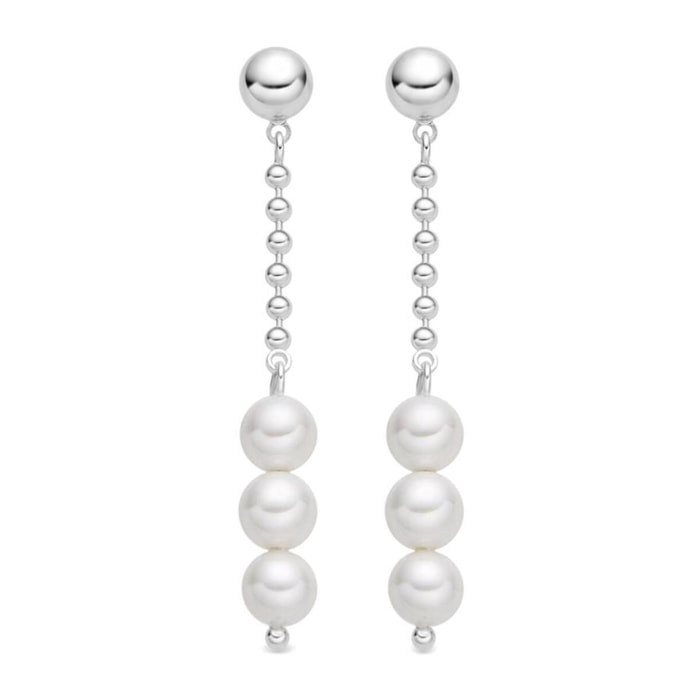 Pendientes con Perla Blanca acabado plata