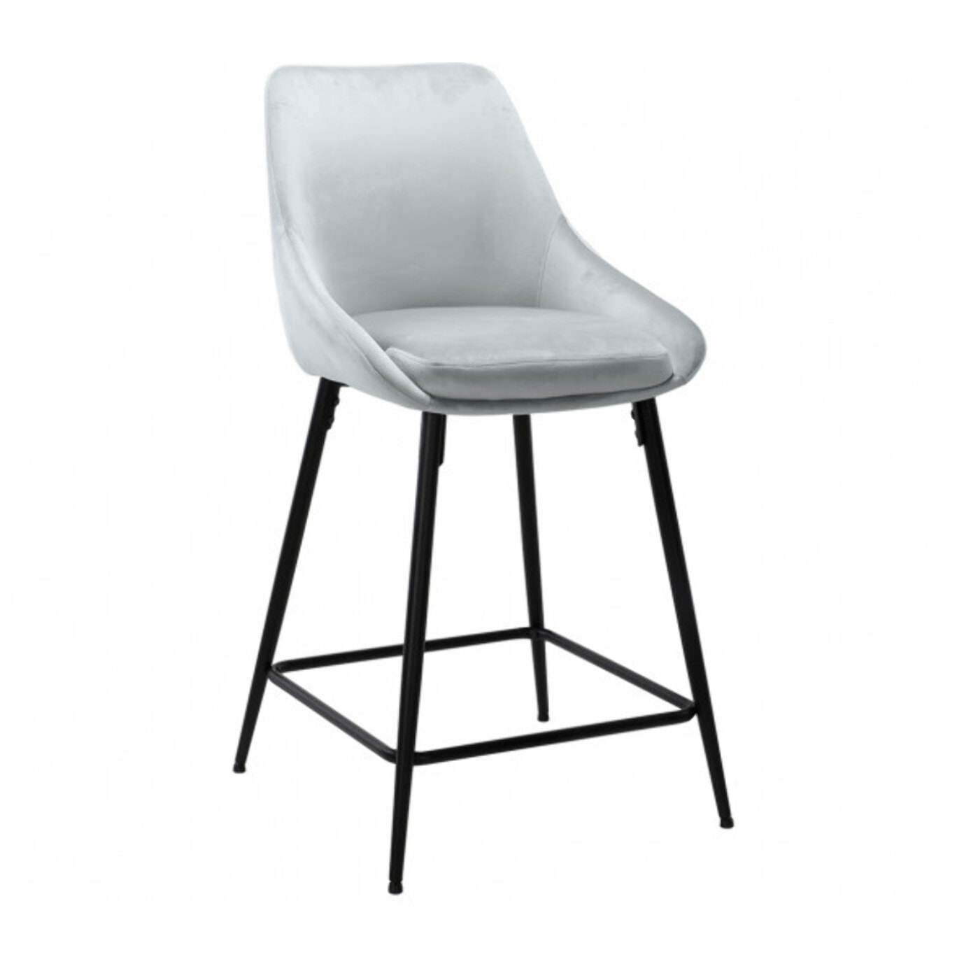 Tabouret de bar en velours avec piètement métal noir - MONDO