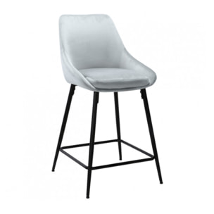 Tabouret de bar en velours avec piètement métal noir - MONDO